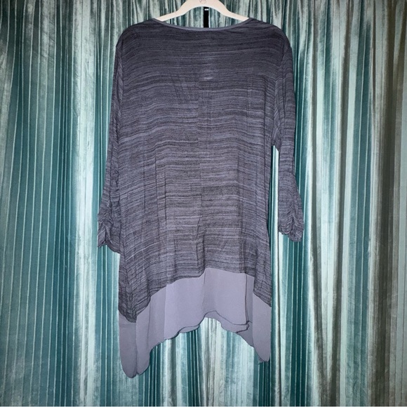 NOTATIONS | asymmetrical hem 3/4 sleeve top | dusty blue | XL - Picture 4 of 4